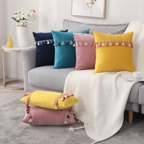 Velvet Cushion Cover Pillowcase With Pendant Tassel Pillows Case Soft Sofa Pillow Cushion Cover 30x50cm pillow cases home decor