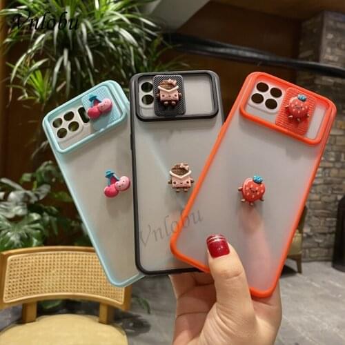 Cute Cartoon Camera Protection Phone Case For OPPO Reno 4 Lite 4F F17 Pro Case Translucent Matte Back Cover For OPPO Reno 5 Pro