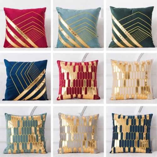 Nordic Style Gilded Cushion Cover Velvent Luxurious Pillow Case Black and White Home Decorative Pillows Cover for Sofa Car