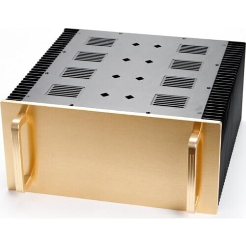 Size D412 W430 H200 All Aluminum Luxury Class A Rear Amplifier Chassis CJ-152 DIY Aluminum Gold Panel Chassis Handle