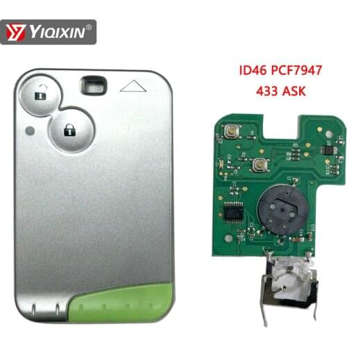 YIQIXIN ASK 2 Buttons Fob Smart Card Key 433Mhz PCF7947 ID46 Chip Key Keyless Entry For Renault Laguna Espace 2001-2003-2006