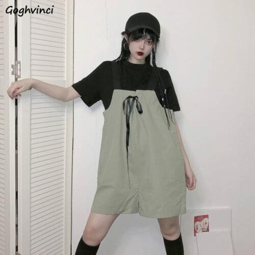 Rompers Women Straight Lace-up Patchwork Simple Design Korean Style Harajuku Lovely High Street Boyfriend Slim Girls Fashion New