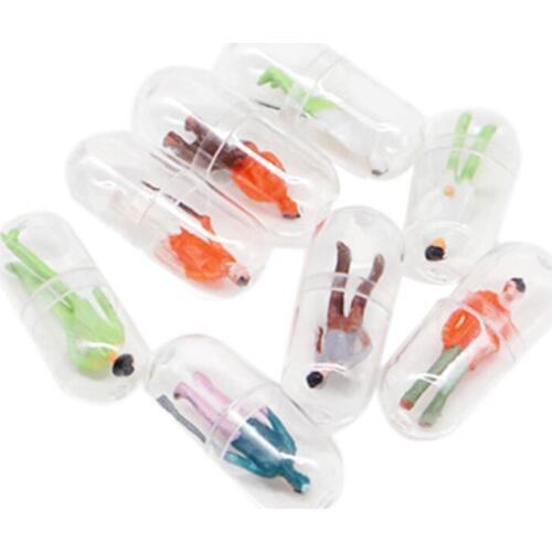 10Pcs/Lot Transparent Capsule Shell Plastic Pill Container Pill Cases Bottle Splitters Capsule Figurines Diy Accessories