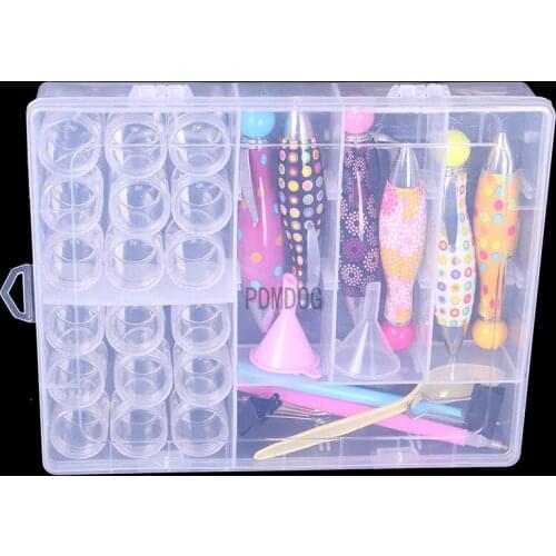 18 bottles of transparent plastic belt tool box diamond painting tools accessories jewelry beads storage container/28grid