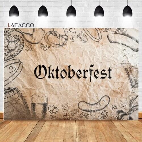 Laeacco Oktoberfest Vintage Photocall Background Beer Ham Glass Carnival Baby Customized Poster Portrait Photography Backdrops