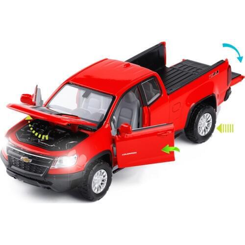 Best selling 1:32 Chevrolet Colorado transporter alloy model,simulation die-cast sound and light pull back model,free shipping