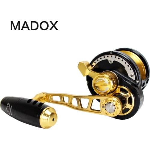 Madox Slow Jigging Reel Pe6 # - 400m Max Drag 35kg 11BB Drum Reel Alarm Full Metal Alloy reel Deep-Sea Fishing Trolling Reel
