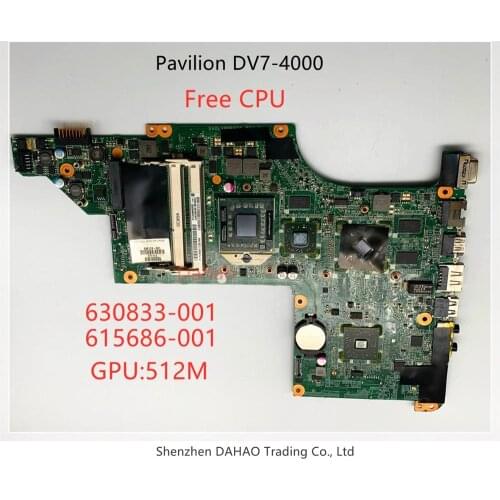 630833-001 615686-001 mainboard For HP Pavilion DV7 DV7-4000 laptop motherboard DA0LX8MB6D1 With CPU GPU:512M 100% tested OK