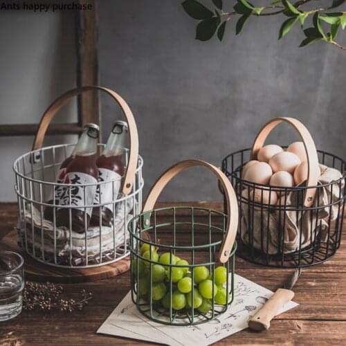 Creative Wrought Iron Hollow Fruit Bread Storage Basket Household Large Capacity Rack Multifunctional Art Metal Storage Basket