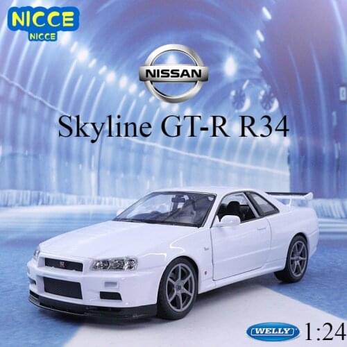 Welly 1:24 Nissan Skyline GT-R R34 Die Casting Simulation Car Model Collection Gift Toy