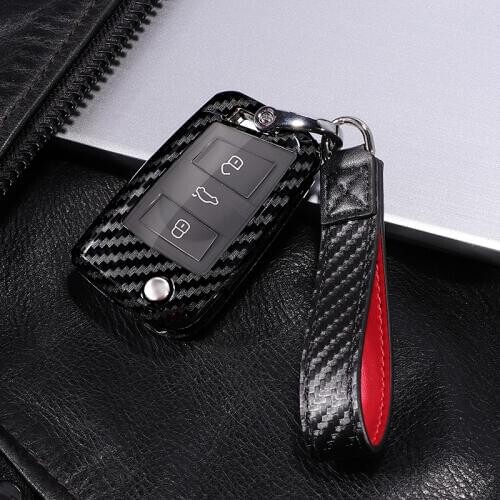 Fashion PC+Carbon fiber car key protect case cover For Volkswagen VW Golf7 mk7 Seat Ibiza Leon FR2 Altea Aztec For Skoda Octavia