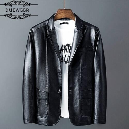 Dueweer Mens Winter Faux Leather Jackets Coats Man Pilot Motorcycle Warm Jacket Coat
