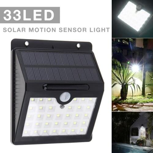 Outdoor Waterproof 33 LED Rechargeable Solar PIR Motion Sensor for Wall Light Garden / Patio