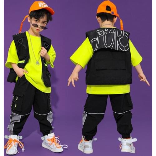New Hip Hop Dance Clothes For Boys K-pop Outfits Jazz Dance Wear Rave Kids Joggers Stage Costume Designer Clothing DL6795