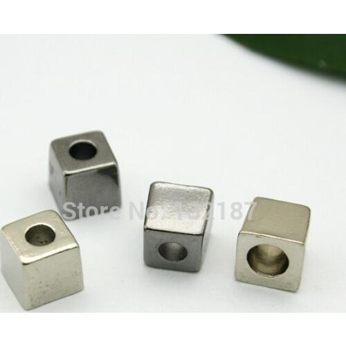 Wholesale metal zinc alloy bell stoppers small square cord ends lock black/silver free shipping BELL-005