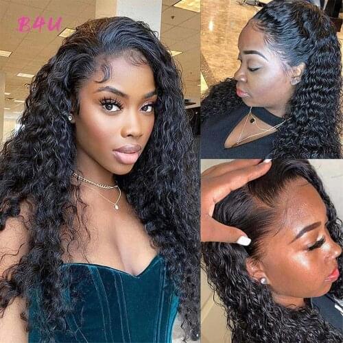 Water Wave Lace Front Wig Brazilian 13x4 Transparent Lace Frontal Wig Pre Plucked Hairline Curly Human Hair Lace Closure Wigs