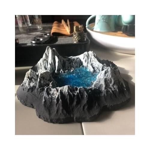 Snow Mountain Lake landscape Home ashtray Cement Crafts Smoking Gadget Creative Personality Decoration For Office