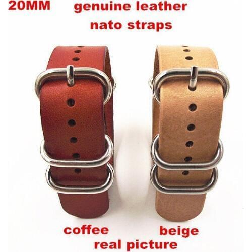 Zulu straps - Wholesale 10PCS/lots High quality 20MM Nato strap genuine leather Watch band NATO straps watch strap -3225