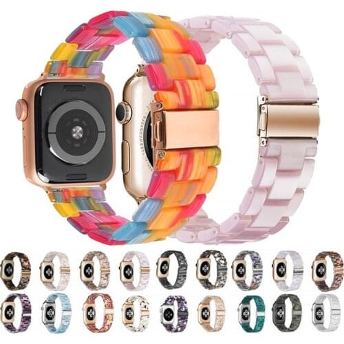 Resin strap For Apple Watch 40mm band iwatch 44mm Series 6 5 4 3 2 1 Wrist watch Accessories loop 40mm bracelet Replacement 38mm