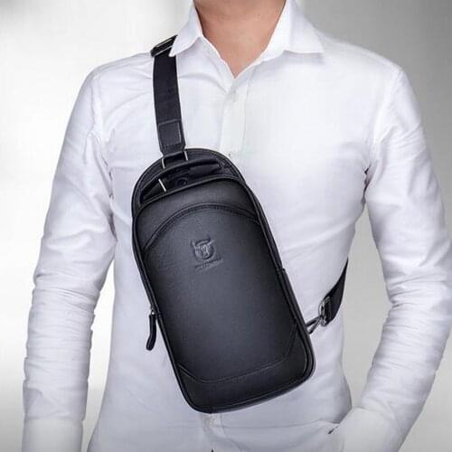 BULLCAPTAIN Genuine Leather Chest Bag Pack For Male Messenger Shoulder Bag Mens Casual Fashion Messenger Handbag
