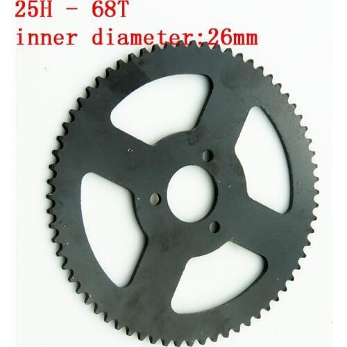 High quality Rear Sprocket 25H 68T 26mm 68 Tooth Black For 47cc 49cc Minimoto Pocket Bike Mini ATV Quad Motoparts