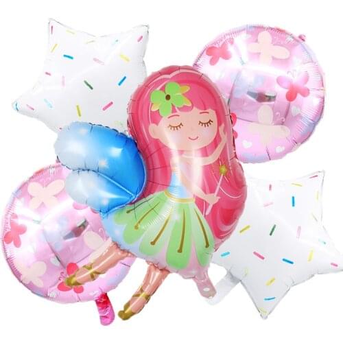 1 Set Little Fairy Aluminum Foil Balloon 18 Inch Butterfly Candy Round Ball Birthday Party Decoration Helium Globos Baby Shower
