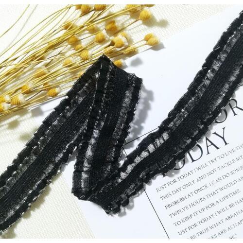 1Yards Elastic Pleated Guipure Lace Ribbon Silver Elastic Lace Fabric 2.2cm Sewing Decor Clothes Lace Trim Craft dentelle P02