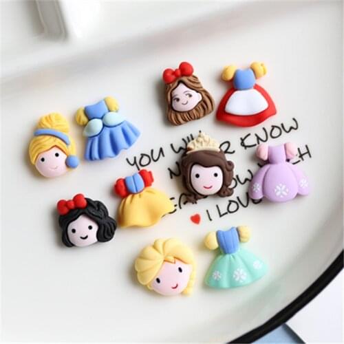 10Pcs Kawaii Cartoon Girl Princess Dress Flat back Resin Cabochon Flatbacks Scrapbooking Craft Phone Decor DIY Hair Accessories
