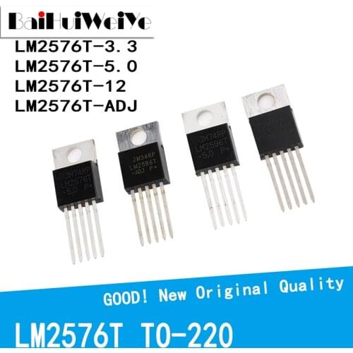 10PCS/LOT LM2576T-3.3 LM2576T-5.0 LM2576T-12 LM2576T-ADJ LM2576T LM2576 TO220-5 TO220 Three Side Switch Output Voltage Regulator