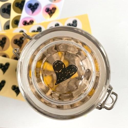 100pcs black hand-painted love heart 35mm Diary Scrapbooking Stickers Festival Birthday Party Gift Decorations Labels