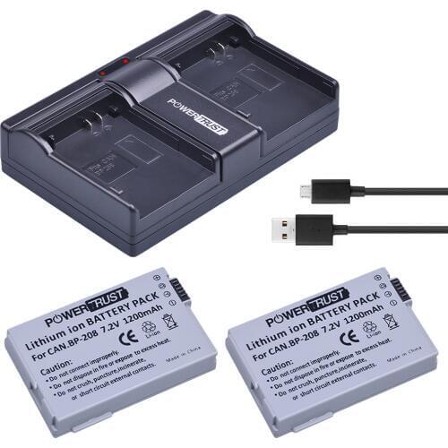 2PCS BP-208 BP208 Camera Battery+USB Dual Slots charger for Canon DC10 DC19 DC20 DC21 DC22 DC40 DC50 DC51 DC95 DC100 DC200 DC201