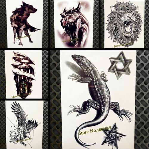 3D Black Lizard Temporary Tattoo Stickers Gecko Lacertid Designs Waterproof Fake Tattoo For MEn Women Body Art Arm Legs Tatoos