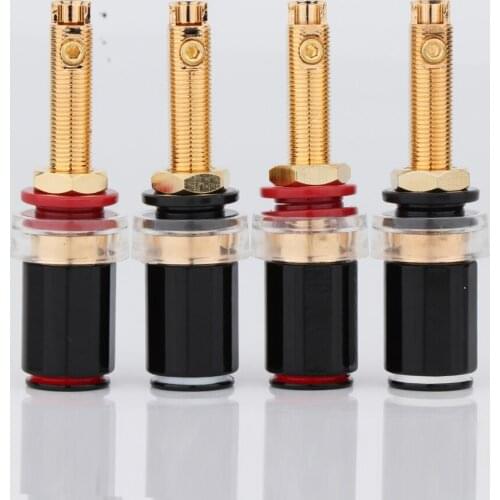 4Pcs Gold/Rhodium Plated HIFI Amplifier Speaker Terminal Binding Post Amplifier rear-stage solderless banana socket long