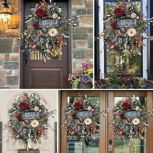Blessed Wreath Year Round Wreath Cheetah Wreath Everyday Wreath Christmas Decor Font Door Wreath 2021 Navidad Christmas Ornament
