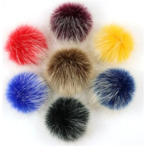 10cm Big Natural Raccoon Fur Pompon Foxes Fur Pompom Women Hat Fur Pom Poms Hats Caps Knitted Hat Cap Sewing On Soft Plush Balls