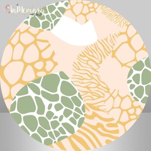 Baby Shower Circle Background Cover Ginger Green Beige Photo Studio Banner Baby Birthday Party Decor Safari Pary Round Backdrop