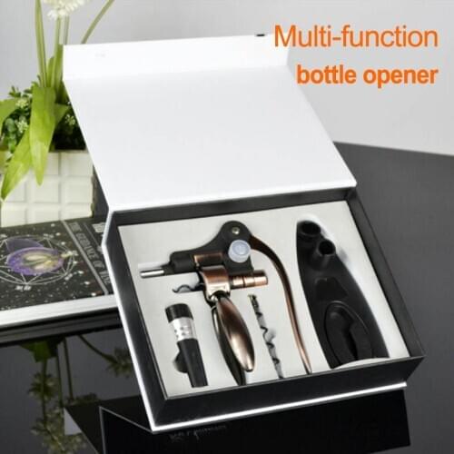 Hot Sale Party Red Wine Opener, tin foil cutter,vacuum wine stopper,base bracket,drill bit Multi-function portable bottle opener