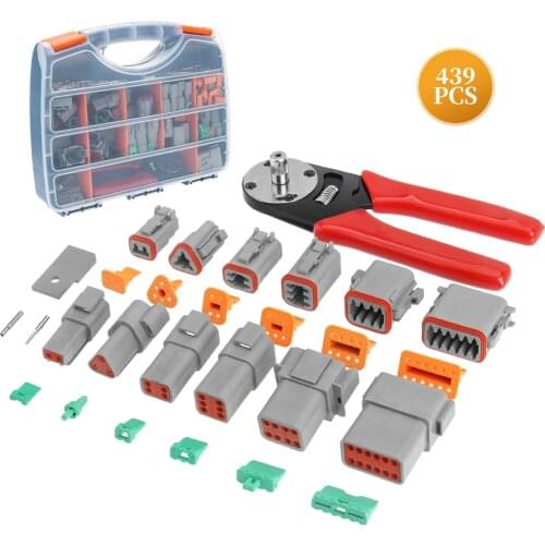 Electrapick 439pcs Deutsch DT Wire Connector Waterproof Connector w/ Crimp Tool Car Electrical Wire Connector Plug Truck Harness