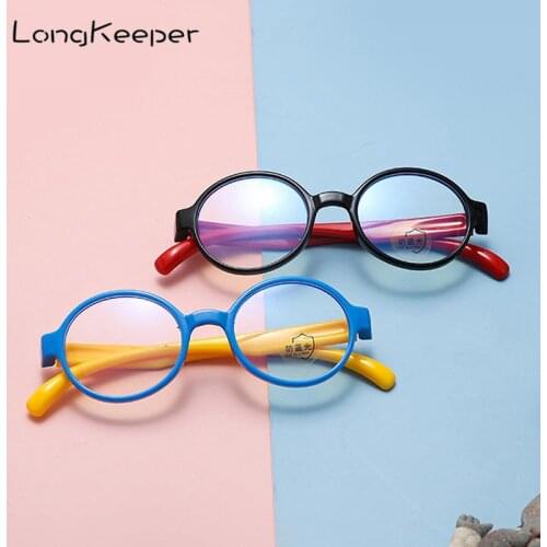 Round Anti-blue Light Kids Glasses Children Boys Girls Computer Eyewear Flexible Soft Frame Clear Lens Eyeglasses UV400 Oculos