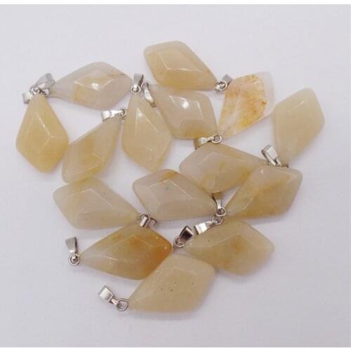10Pcs 24x15x6mm Natural Yellow Aventurine Facet Shield Pendant For DIY Jewelry Making Necklace Accessories Special Gift