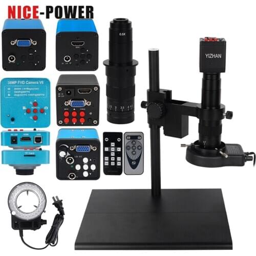 New 16MP HD USB HDMI VGA TF Big Workbench Stand Monocular Microscope Digital Camera Lens LED Light Fine Repair Phone Soldering