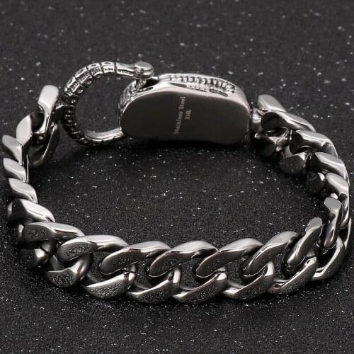 Stainless Steel Curb Chain Men Bracelet On Hand Accessories Vintage Wristband Male Jewelry Wholesale Friendship Birthday Gifts