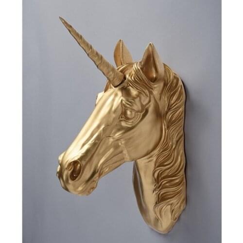 RESIN ANIMAL HEAD ART SCULPTURE DEER UNICORN MURAL WALL HANGER WALL ORNAMENT CRAFT STATUES VINTAGE HOME DECORATIONS