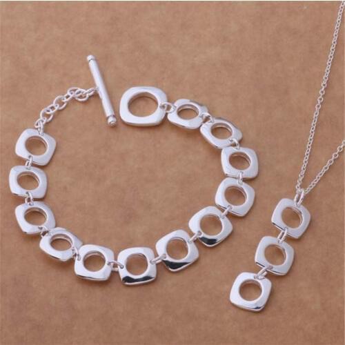 New factory wholesale silver color jewelry noble fashion women classic necklace bracelet jewelry set retro style AT218