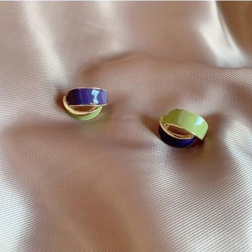 New Arrival Metal Trendy Summer Fresh Lovely Sweet Dripping Green Blue Stud Earrings For Women Fashion Jewelry Gifts