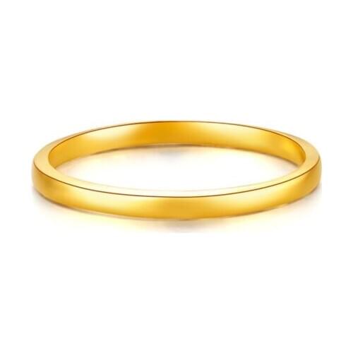 New Solid 24k Yellow Gold Ring Women Luck Smooth 1.5mm W Ring US Size:6 1.27g