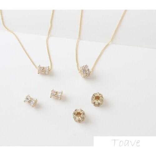 2pcs Maintains Color Copper Plated 18 K Gold Necklace Zircon Pendant DIY Bracelet Necklace Accessories Material