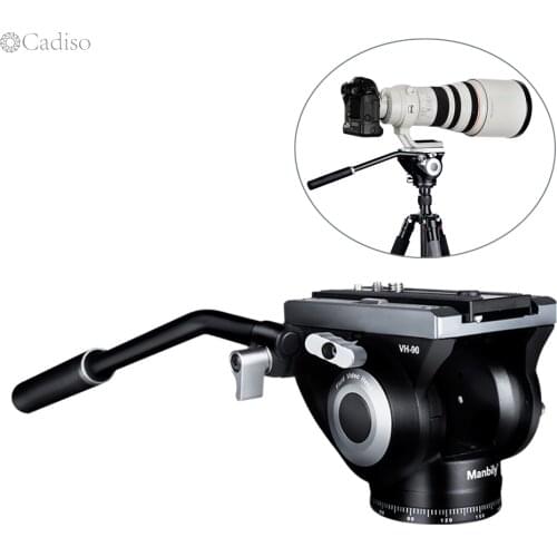 Cadiso Professional Video Fluid Head Panoramic Hydraulic DSLR Camera Tripod Head for Monopod Slider Adjustable Handle Q.R. Plate