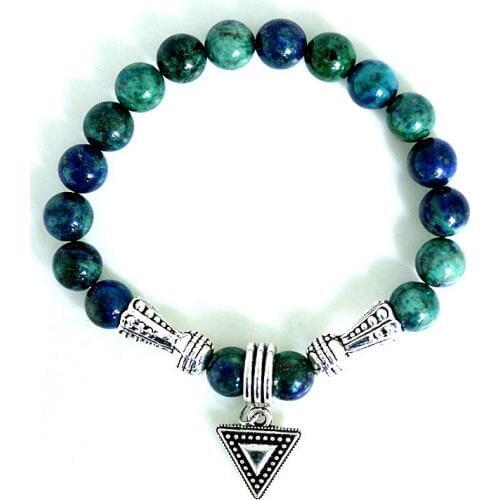 Sell Unisex bracelet 8MM Natural Stone stretch Bracelets alloy Charm bead pendant For Women Men Jewelry