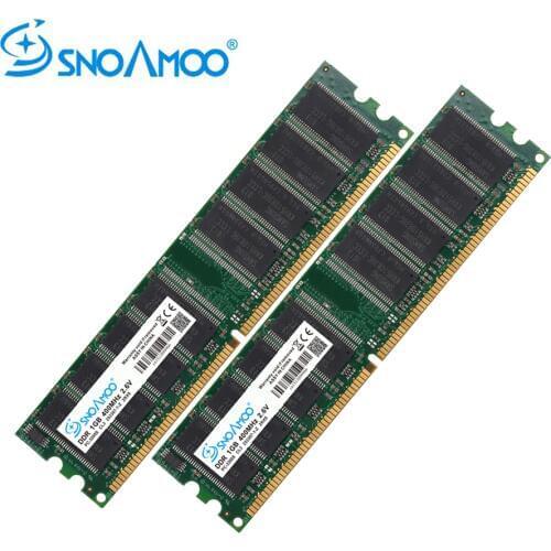 SNOAMOO DDR 2pcsx1GB 400MHz PC3200 184PIN CL3 RAM High Quality Memory For Desktop DIMM Lifetime Warranty